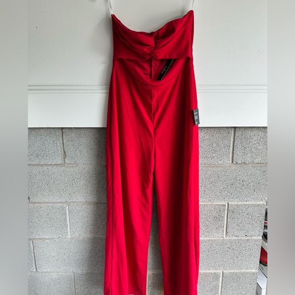 Lulus Pants - Strapless Red Jumpsuit